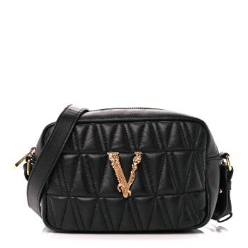 VERSACE Nappa Quilted Virtus Clutch Bag Black 